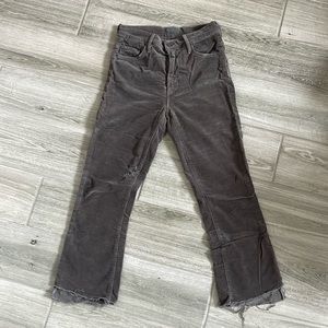 MOTHER courduroy Insider Crop Step Fray